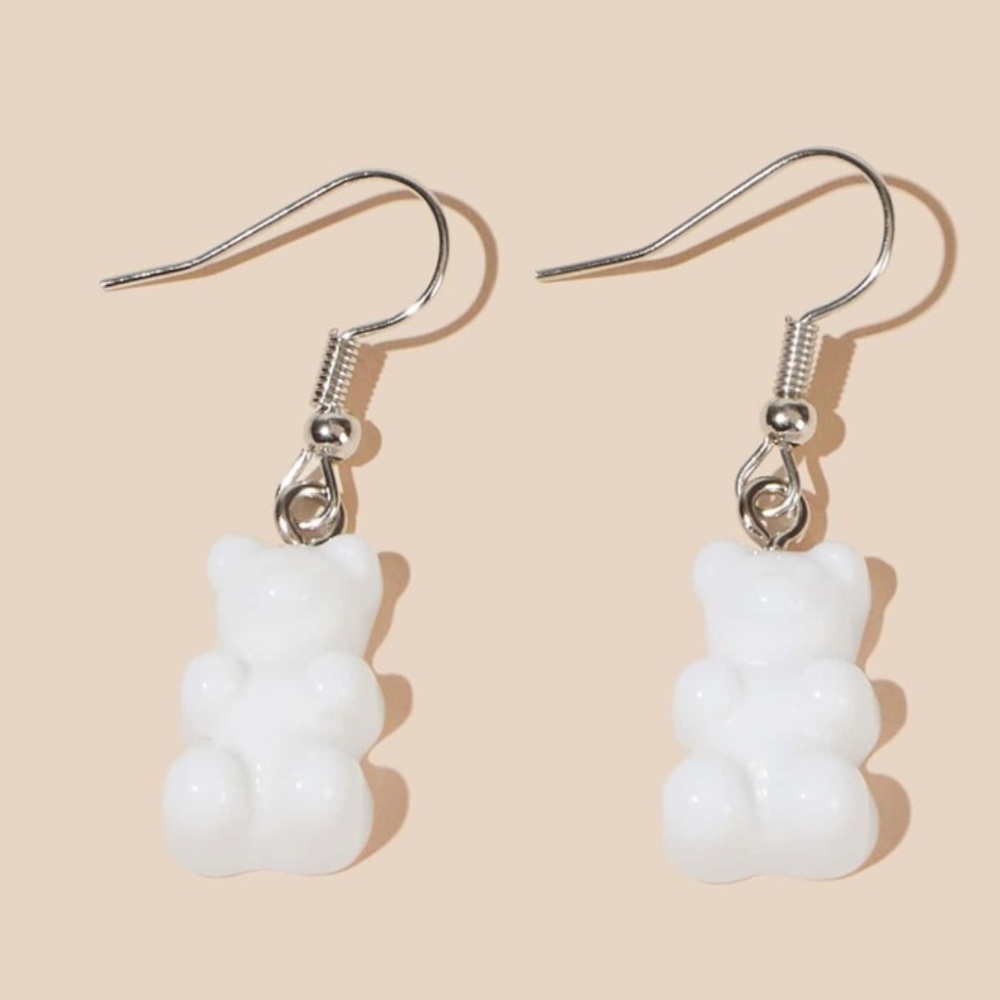 🍭 3/$15 Handmade White Gummy Bear Dangle Earrings